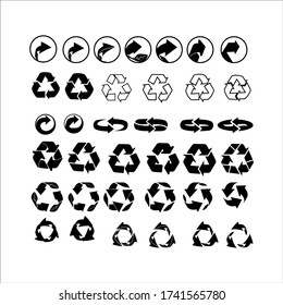 Recycle icon set black on white background eps 10.