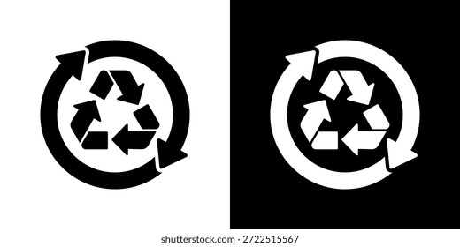 Recycle Icon Set. Clean Line Design With Light And Dark Versions For Versatile Use