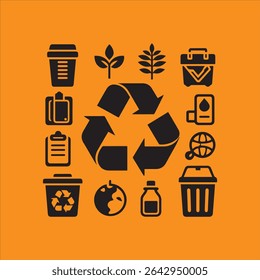 recycle icon set for commercial use 