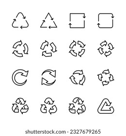 recycle icon set, line version, vector eps10