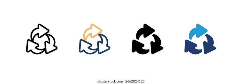 Recycle icon set multiple style collection. Vector illustration.