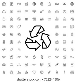 Recycle icon. set of outline shopping icons.