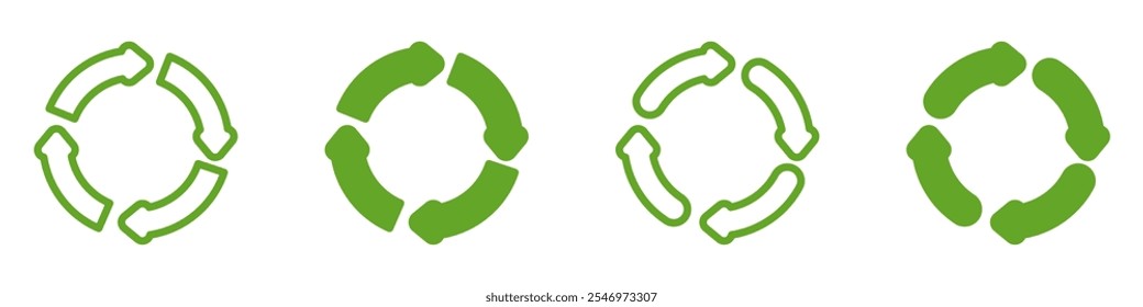 Recycle icon set. Recycling sign vector. Rubbish recycle green logo isolated on white background.