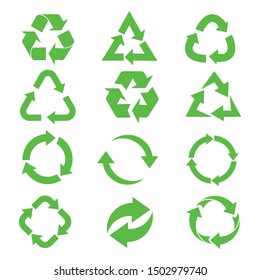 recycle icon set,  Recycle Recycling symbol. Vector illustration. Isolated on white background.