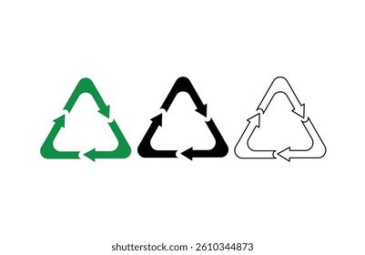 Recycle icon set. Recycling vector icon silhouette 