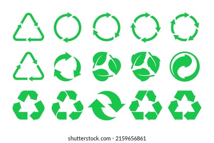 Recycle icon set. Reuse and recycle logo design. Vector set