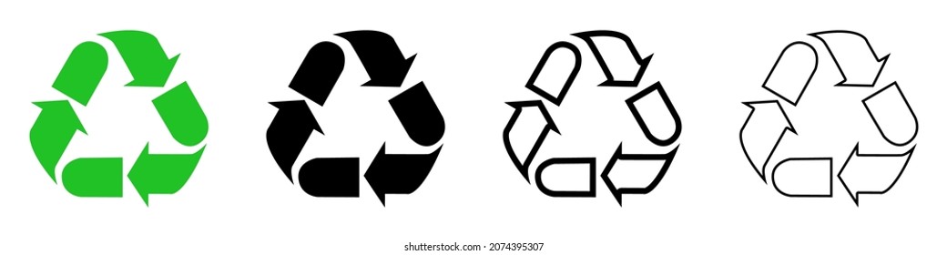 Recycle icon. Set of triangular eco recycle signs. Vector illustration. Recycle label