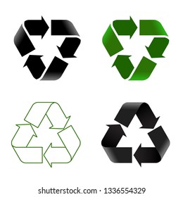 Recycle icon set. Vector illustration of different recycle signs on white background