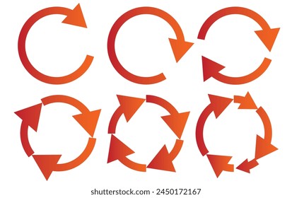 Vector de conjunto de iconos de reciclaje. Ilustración vectorial de símbolo de círculo giratorio