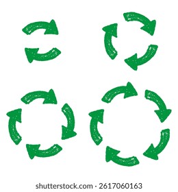 Recycle icon set vector. Rotating recycling circle symbol with clean lines. Vector illustration for sustainability, eco-friendly design, and environmental projects.