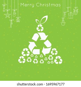 Recycle icon in the shape of Christmas tree