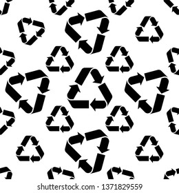 Recycle Icon Sign Seamless Pattern Vector Art Illustration