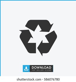 recycle icon. Simple filled recycle icon. On white background.