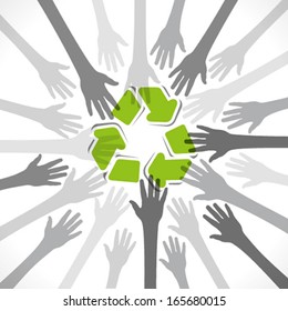 recycle icon with support hand concept vector