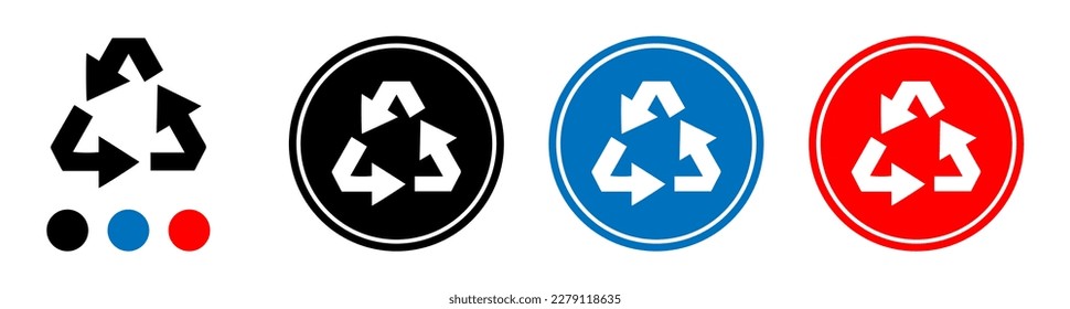 Recyclingsymbol, Symbol für Recyclingmaterialien, dreieckiges, rotierendes Pfeilsymbol