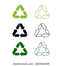 Recycle Icon Symbol Vector Illustration Isolated on White Background.