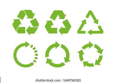 Recycle icon symbol vector. Recycling and rotation arrow icon pack