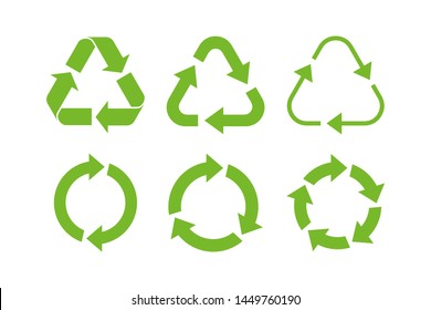Recycle icon symbol vector. Recycling and rotation arrow icon pack - Shutterstock ID 1449760190