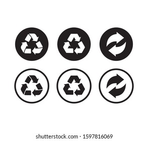 Recycle icon symbol vector. Recycling and rotation icon isolated