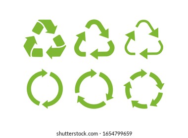 Recycle icon symbol vector. Recycling and rotation arrow icon pack - Shutterstock ID 1654799659