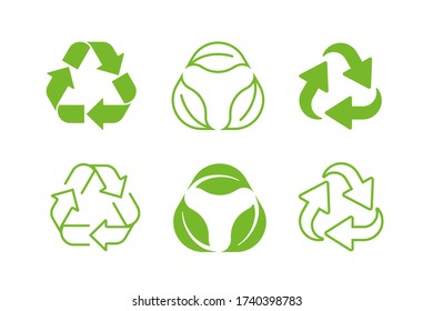 Recycle icon symbol vector. Recycling and rotation arrow icon pack