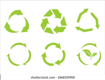 Recycle icon symbol vector. Recycling and rotation arrow icon pack