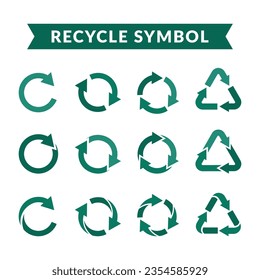 recycle icon symbol vector. recycling illustration, rotation arrow icon set isolated background