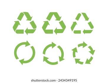 Recycle icon symbol vector. Recycling and rotation arrow icon pack