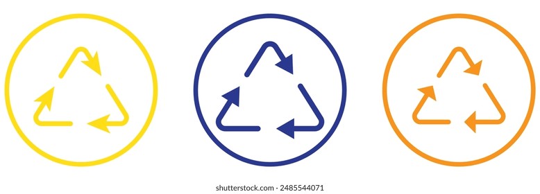 Vector de icono de reciclaje. Reciclaje y rotación del paquete de iconos de flecha