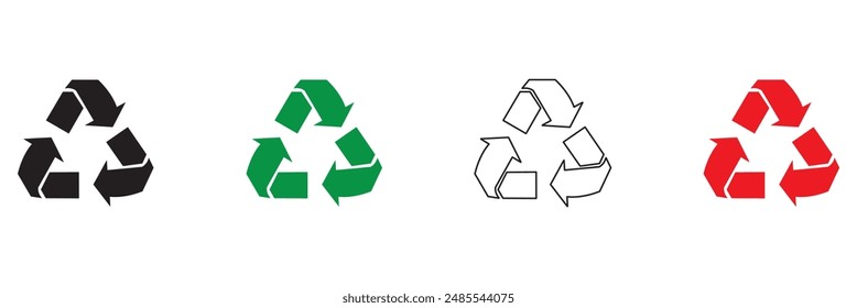 Recycle icon symbol vector. Recycling and rotation arrow icon pack