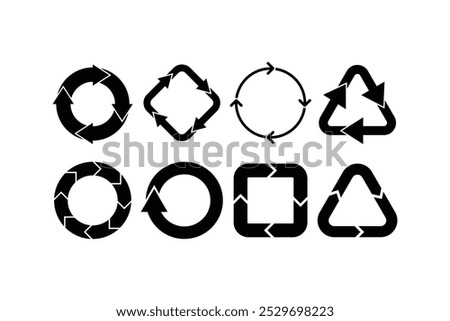 Recycle icon symbol vector. Recycling and rotation arrow icon pack
