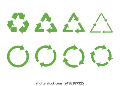 Recycle icon symbol vector. Recycle and Rotation arrow icon set.