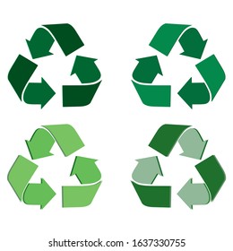 Recycle Icon Symbol Vector. Set of Four Isolated Vector Recycle Symbol