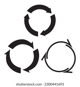 recycle icon three arrows circle shape isolated on white background