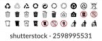 Recycle icon and trash symbol, Recycling sign, Recycle symbol Isolated on white background. Vector stock illustration.