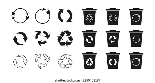 Recycle icon and trash symbol, Recycling sign, Recycle symbol on white background.