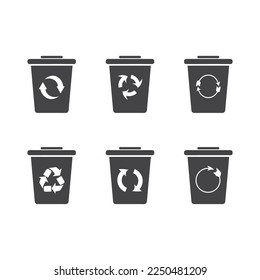 Recycle icon and trash symbol, Recycling sign, Recycle symbol on white background.
