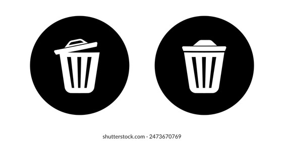 Recycle icon and trash symbol Vector illustration, Recycling sign, Recycle symbol Isolated on white background. Trash Delete Icon, Recycle bin sign. Trash bin icon, trash can icon, basket symbol.