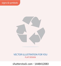 Recycle icon in trendy flat style isolated on background. Recycling icon page symbol for your web site design recycle sign of a logo, app, UI. EPS10.