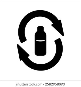 Recycle icon vector, beverage bottle product, on white background
