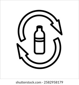 Recycle icon vector, beverage bottle product, on white background