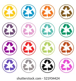 Recycle Icon Vector in different color ways