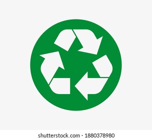 Recycle icon vector green circle. Eco recycling.