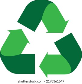 Recycle icon vector in green color isolated on white background