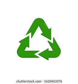 Recycle Icon Vector Green Colour On White Background. 
Flat Icon For Web, Apps, Or Design Product EPS10 Editable.