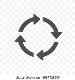Recycle icon vector illustration isolated sign symbol - black and white style in transparent background.