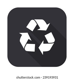 recycle icon - vector illustration with long shadow isolated on gray