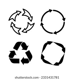 recycle icon vector illustration set, flat balck icon on white background..eps