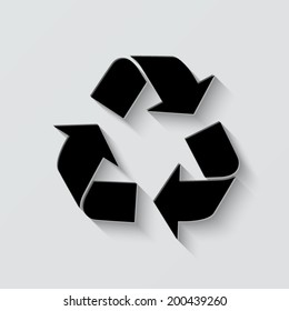Recycle icon - vector illustration with shadow on light background