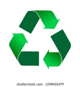 recycle icon vector illustration in trendy 3d style with green colors on White Background